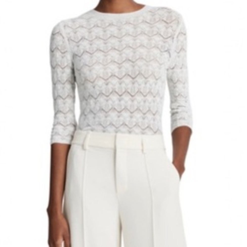 Vince NWT Optic White Cotton Lace Top